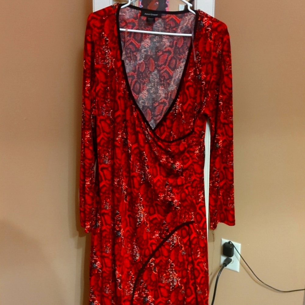 Red snake print dress